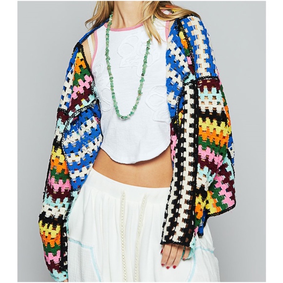 NWOT POL One Colorful Patchwork Women's Sweater XL - Picture 2 of 7